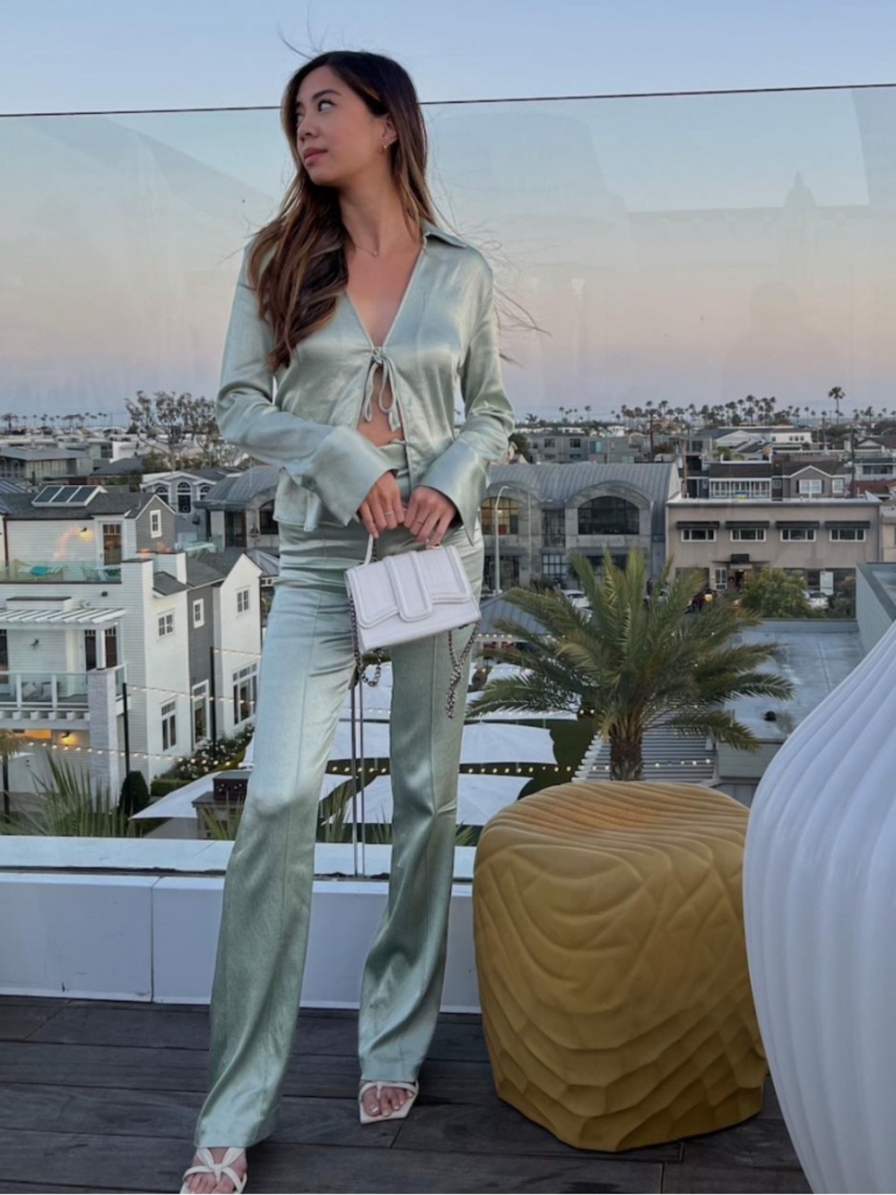 Zara Sea Green Satin Pants  - size XS